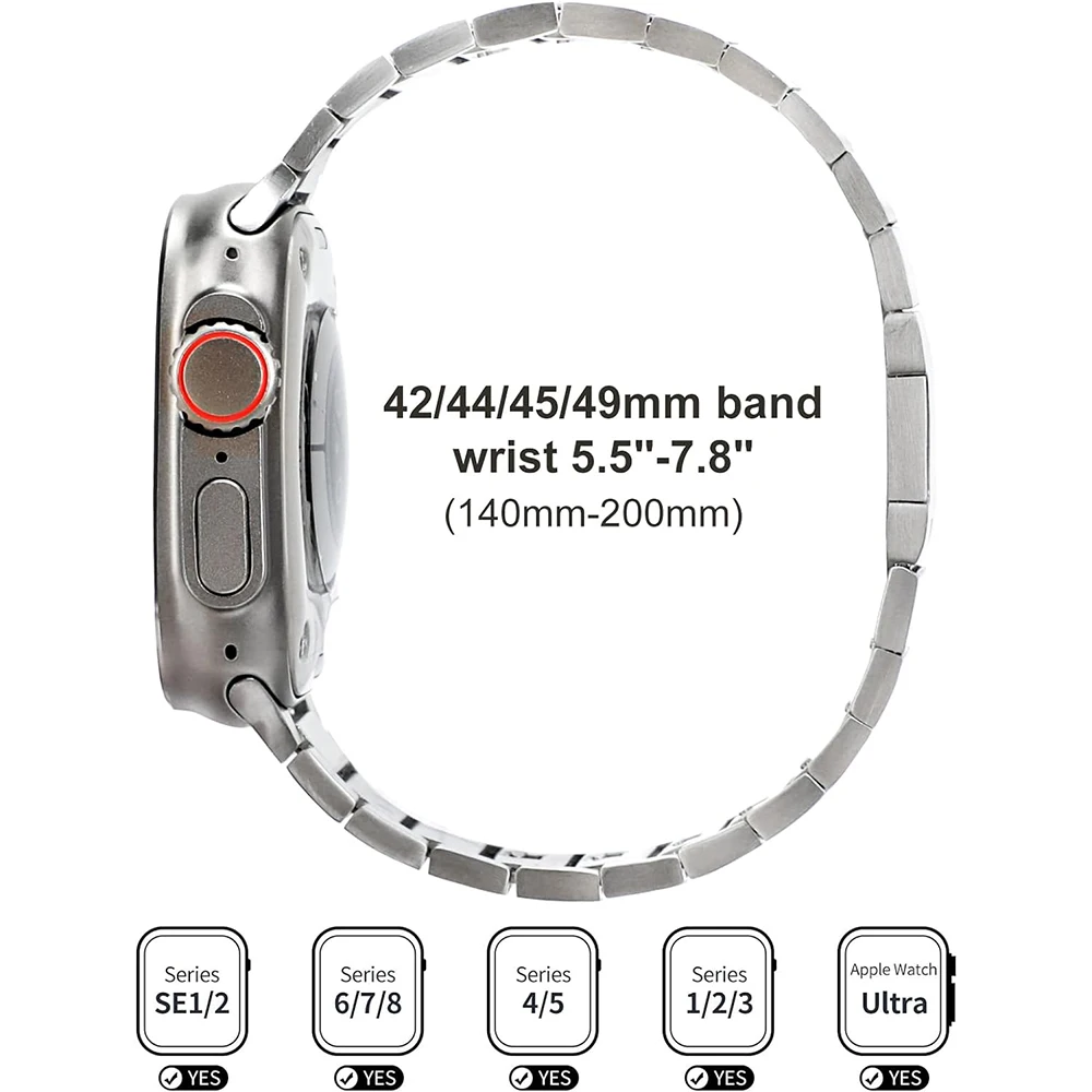 Stainless Steel Strap for Apple Watch Band 49mm 45mm 44mm 42mm Metal Magnetic Link Bracelet IWatch Series Ultra 2 8 7 6 SE Bands