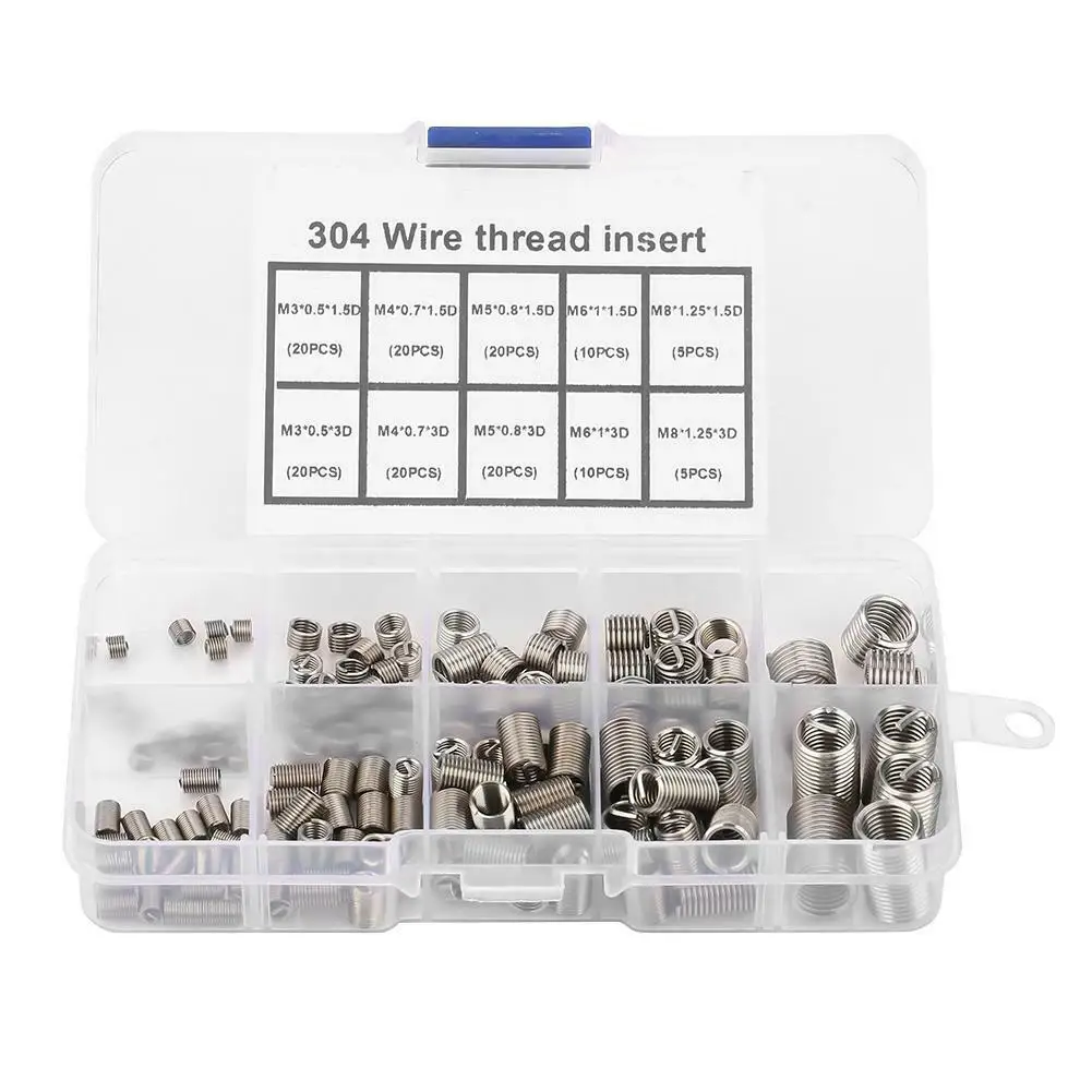 150pcs Threaded Inserts Inner Thread 304 Stainless Steel Coil Insert M3 M4 M5 M6 M8 Car Accessories