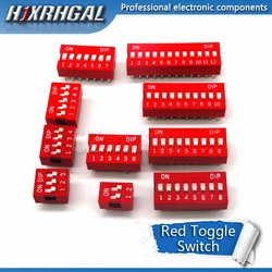 100PCS Slide Type Switch 1 2 3 4 5 6 7 8 9 10 12 Bit 2.54mm Position Way DIP Red Pitch Toggle Switch Red Snap Switch hjxrhal