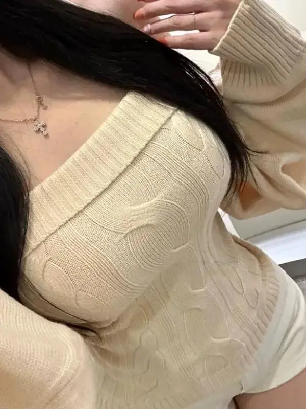 Dongda Gate New Style Pure Desire Slim Fit Knitted Twist Long Sleeve Wrap Cardigan Two Piece Set Korean Style Casual Wear