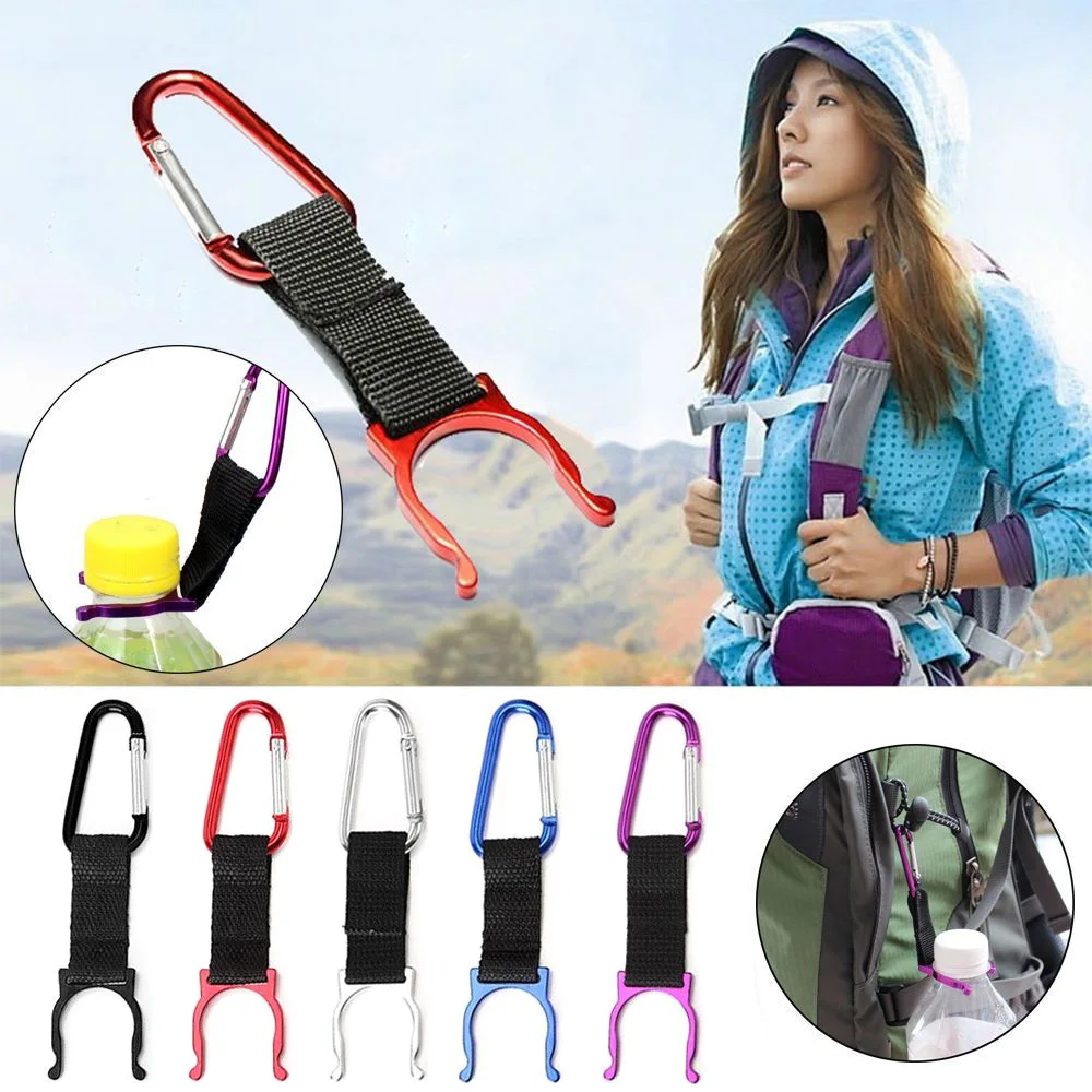 5Pcs Water Bottle Clip Hanging Buckle Carabiner Water Bottle Holder with D-Ring Hook For Outdoor Camping Hiking Traveling