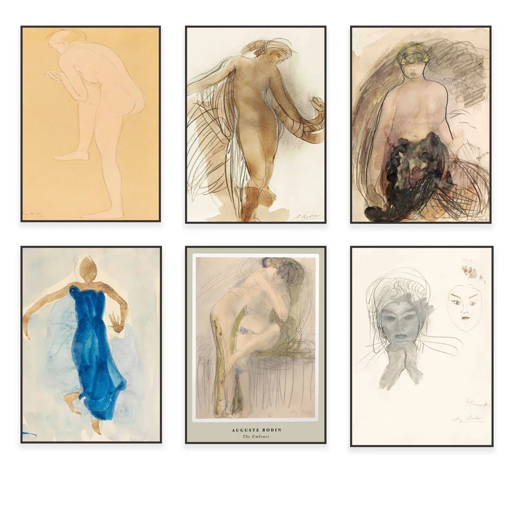 

Auguste Rodin prints, women's art paintings, famous paintings by Rodin, French artist prints, museum posters, allegorical prints