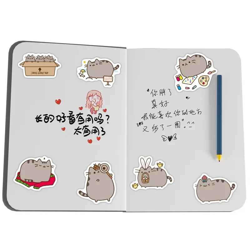 Pusheen Stickers 100pcs Set Cute Cartoon Waterproof Sticker New Anime DIY Notebook Fridge Decoration Supplies Kawaii Kids Gift