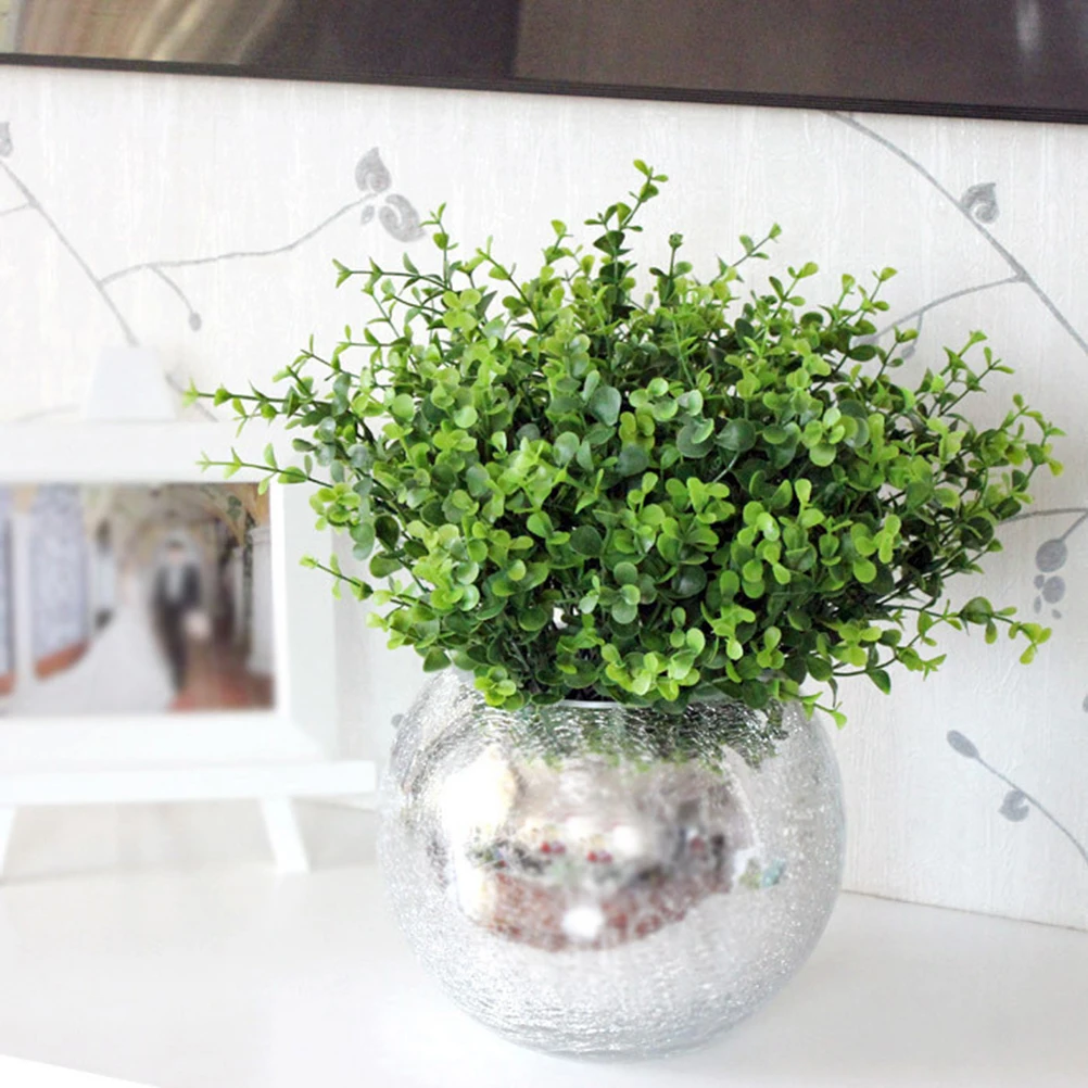 

10pcs 10 Bunches Artificial Eucalyptus Fake Green Plants Lifelike Plastic Home Office Garden Wedding Decor Easy