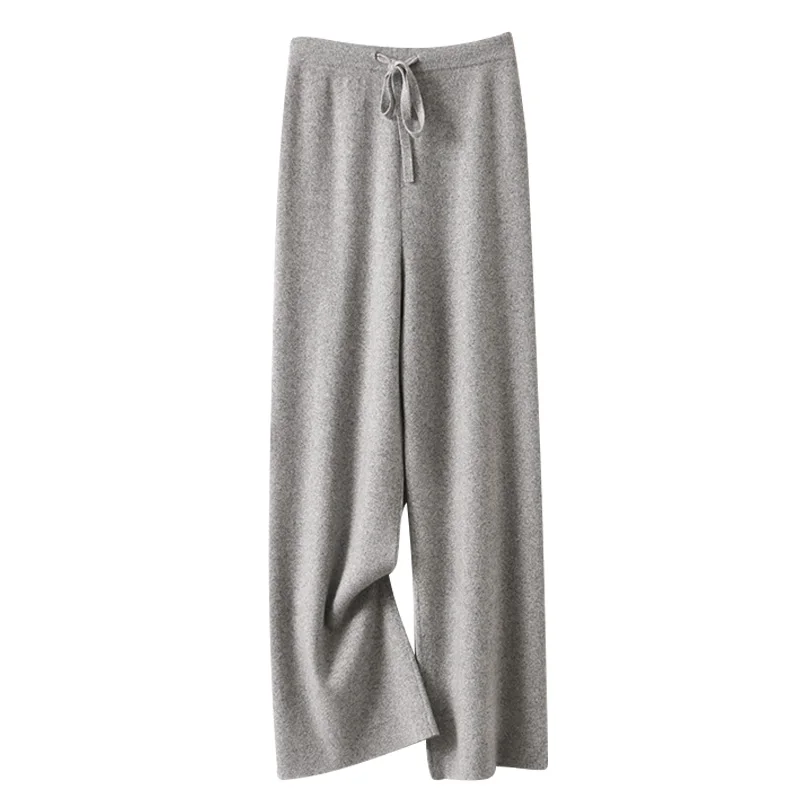 Cashmere Wide Leg Pants Knitted Thickened Wool Pants Casual Pants  Autumn and Winter New Slimming Sports Pants