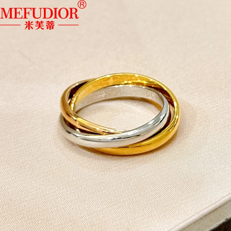 18K Gold Smooth Ring for Women 1MM\2MM\3MM Wide White\Yellow\Rose Gold Three Color Wedding Band Luxury Couple Party Jewelry Gift