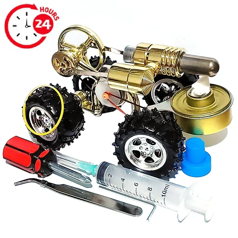 New Hot Air Stirling Engine Miniature Model External Combustion Power Car Scientific Small Production Experimental Toy Gift