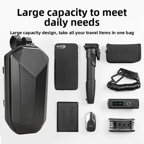 Imagen 2 del producto Bolsa delantera para patinete eléctrico de 4L, bolsa para manillar de bicicleta, gran capacidad, carcasa dura, almacenamiento colgante, accesorios impermeables para patinete eléctrico