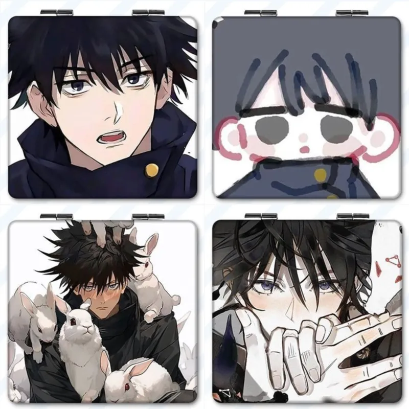 7×6cm Jujutsu Kaisen, Folding Double-sided Makeup Mirror, Anime Cute, Mini Portable Travel, Girls, Magnifying, Square