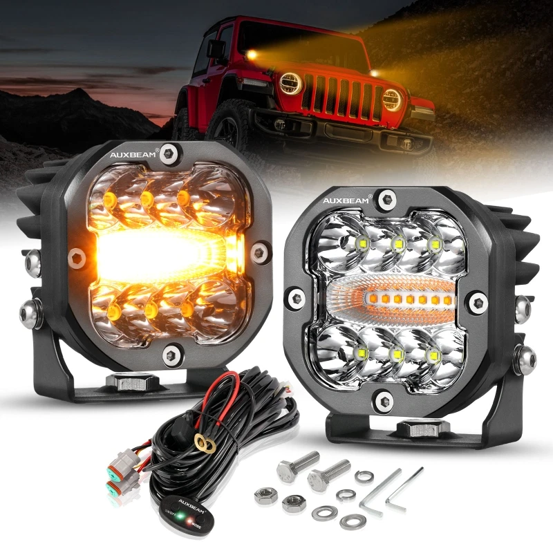 3Inch 96W Led Vierkant Pod Licht Met Geheugenfunctie 6 Modi Waterdicht Mistrijwerklicht Voor Offroad Truck Suv Atv Utv Boot