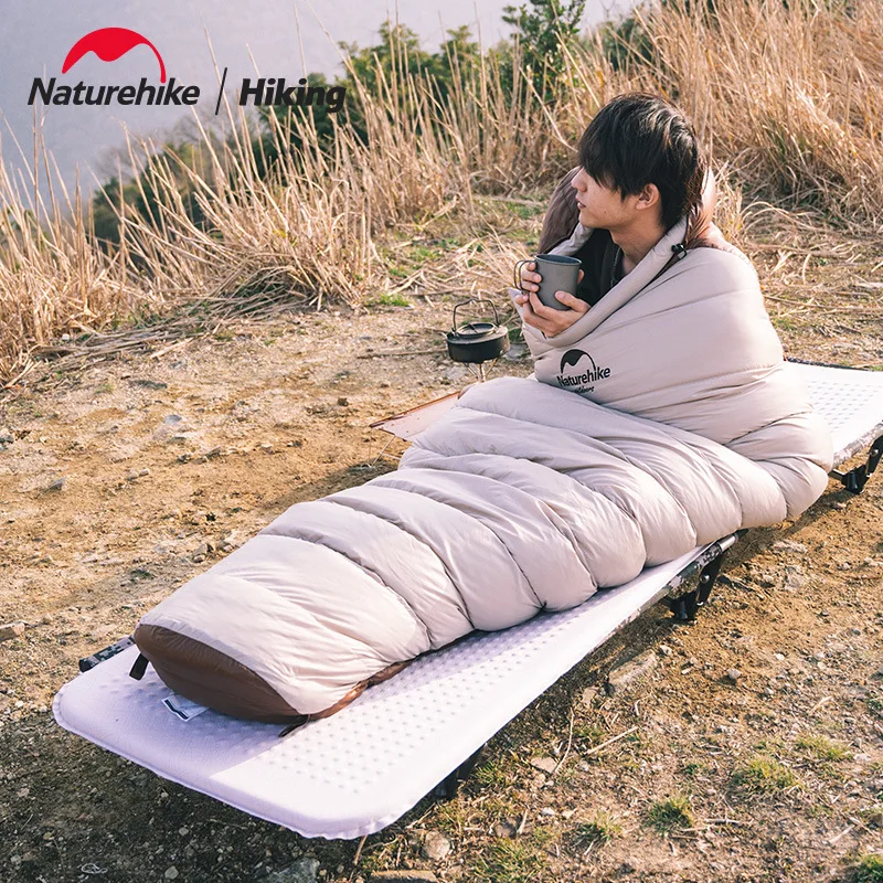 Naturehike-saco de dormir para acampar al aire libre, ultraligero, portátil, de nailon 20D, plumón de pato, para invierno