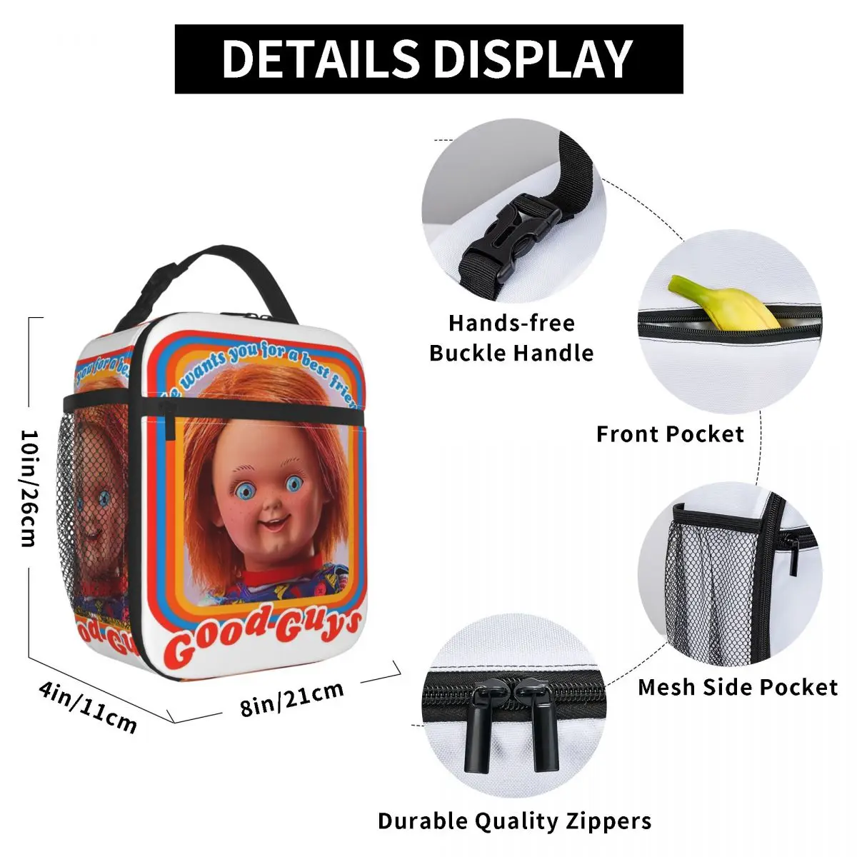 Good Guys Chucky Insulated Lunch Bags Storage Food Box Portable Cooler Thermal Lunch Boxes For School Office