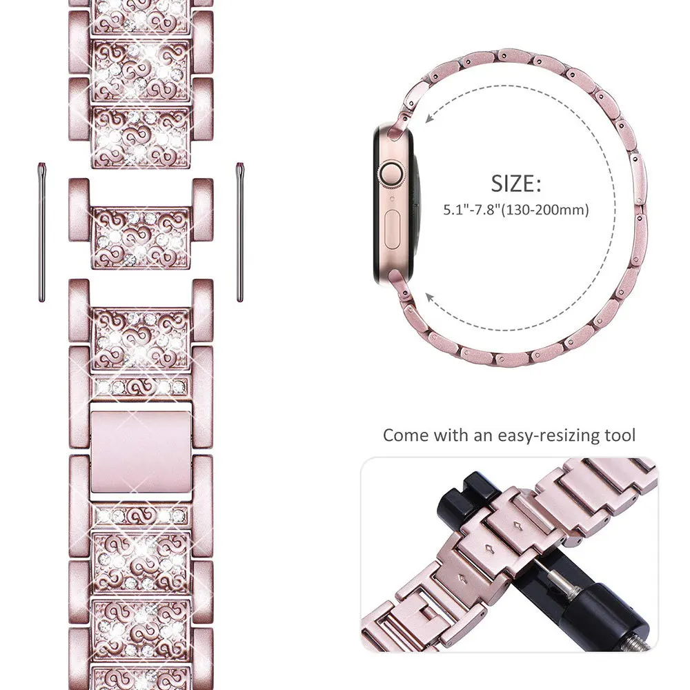 Correa de mujer para Apple Watch ultra Series 8/7, pulsera de diamante de 49mm, 41mm, 45mm, 40mm, 44mm, iWatch 6 5 4 3 2 1 Se 38/42mm