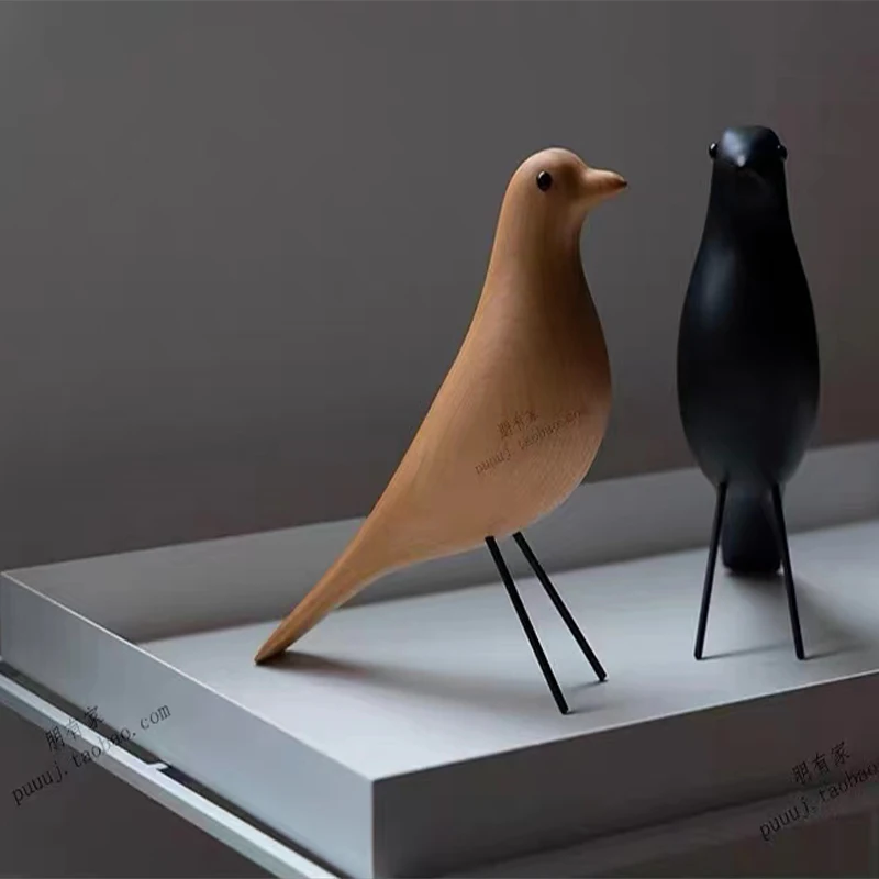 الشمال بسيط ins خشبية الطيور الحلي الإبداعية ديكور المنزل الخشب الصلب الخشب الطيور الحرف هووسورمينغ هدية عيد ميلاد #6