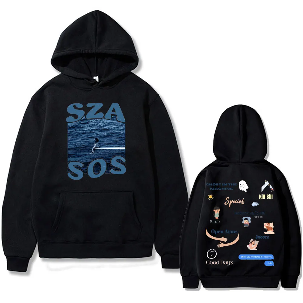 

Rapper SZA SOS Saturn Graphic Hoodie Men Women Hip Hop Loose Oversized Sweatshirt Pullover Male Casual Cotton Hoodies Streetwear