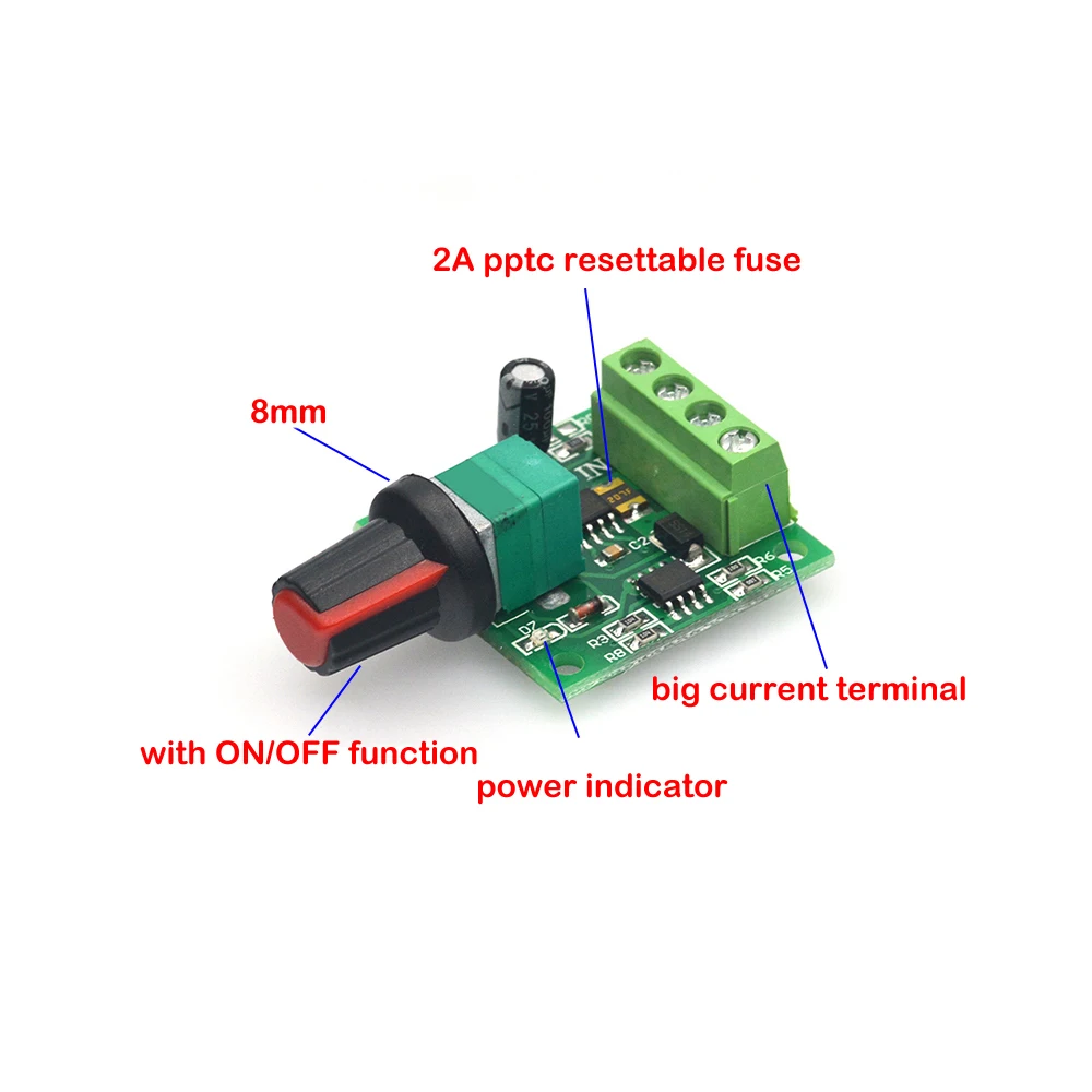 2A PWM DC Motor Speed Controller Governor 1.8v 3V 5V 6V 12V Switch 1803BK