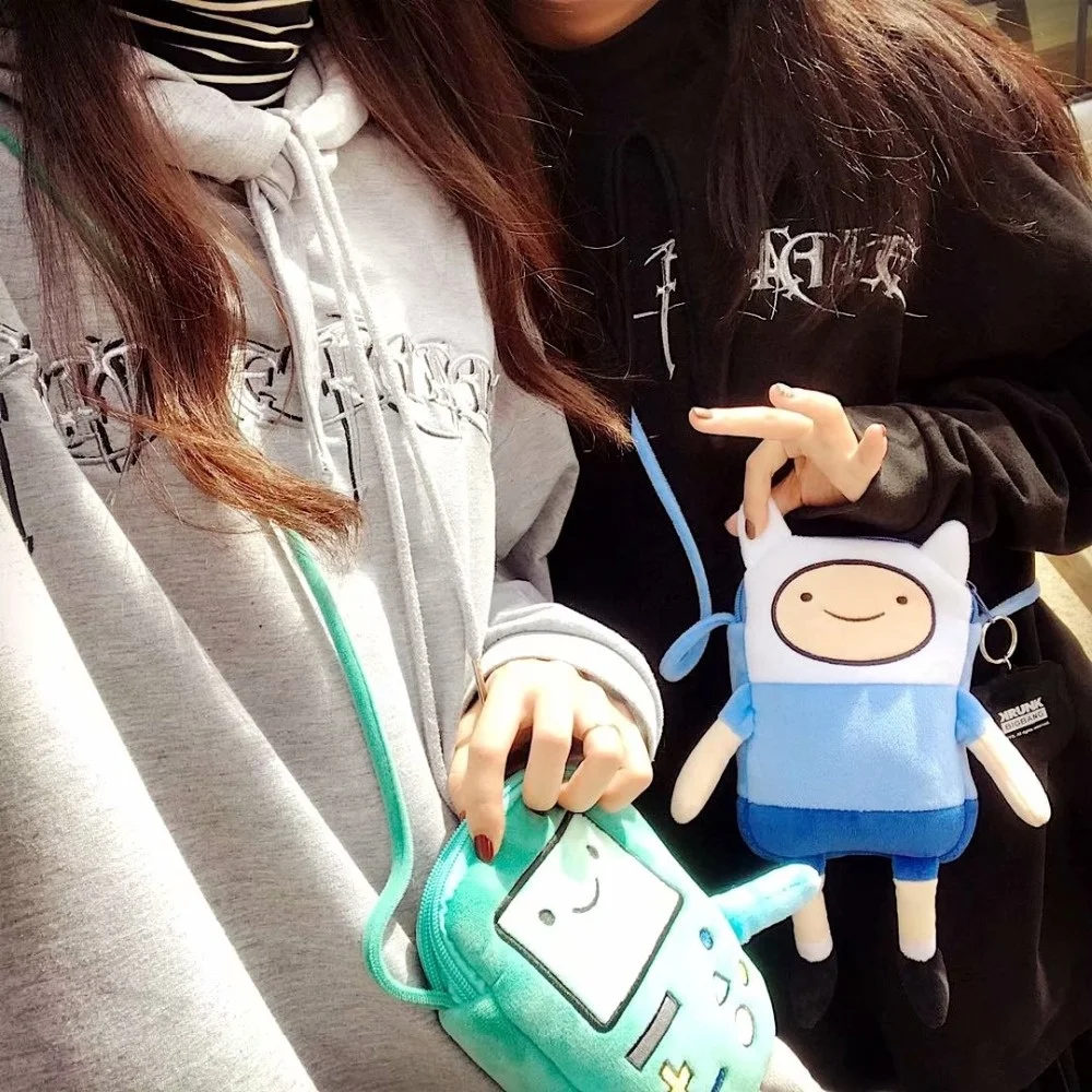 Finn & Jake Figure Crossbody Bag Swag Rap Plush Coin Bag Phone Bag Anime Advanture Robert BMO Bag Stuffed Toys For Children Gift