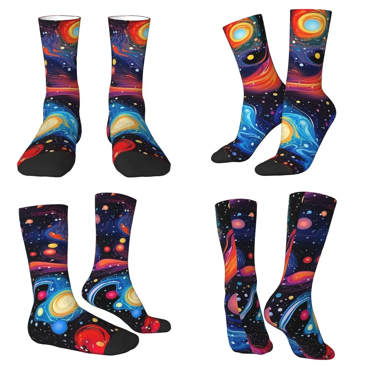 

Носки с рисунком космической галактики в стиле Харадзюку, впитывающие пот чулки, всесезонные длинные носки для мужчин и женщин, подарок на день рождения