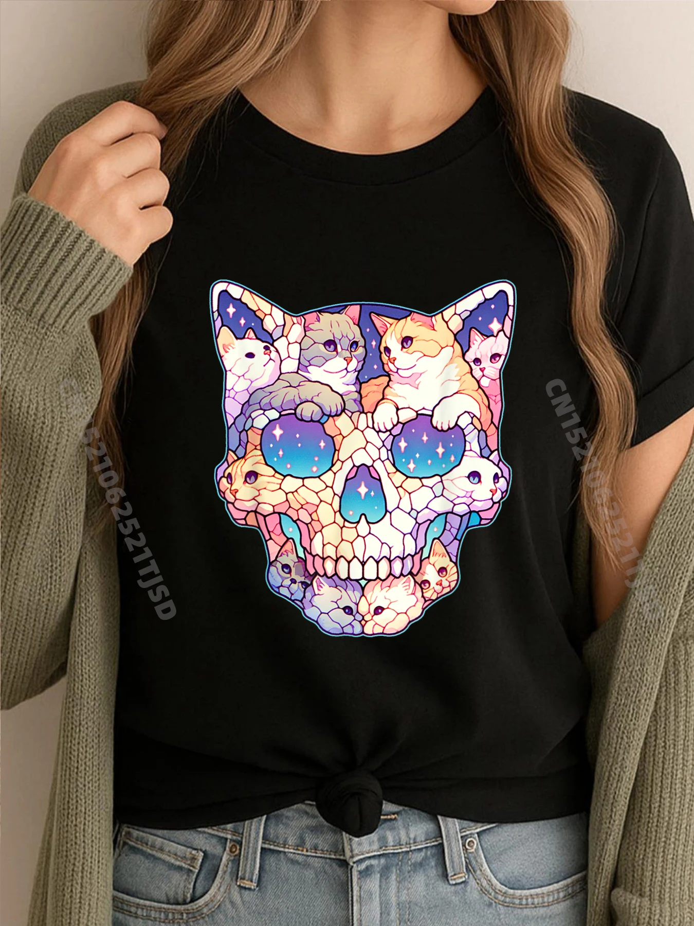 

Cat Skull Shirt Kitty Skeleton Halloween Costume Skull Cat Mens Designer T Shirt Natural Anime Birthday