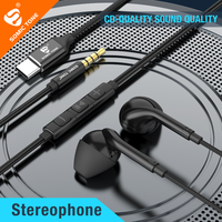SOMIC TONE Bass Stereo Type C 3.5mm Wired Headphones Volume Control Headset with Mic Earbuds For iPhone Xiaomi Samsung Earphones