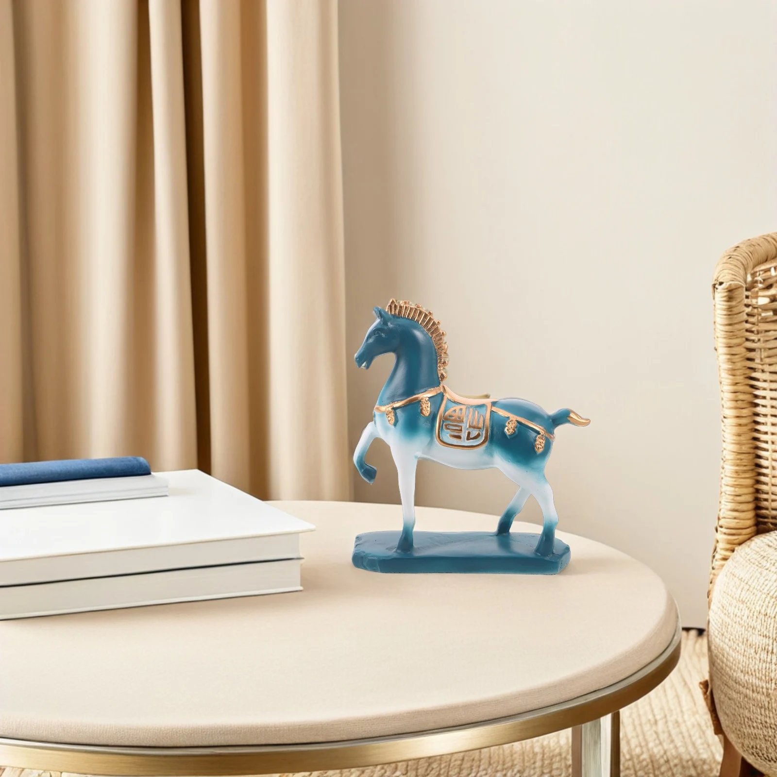 

Gradient Horse Resin Statue Unique Color Transition Running Horse Sculpture Desktop Bookshelf Home Office Decor Art Ornament