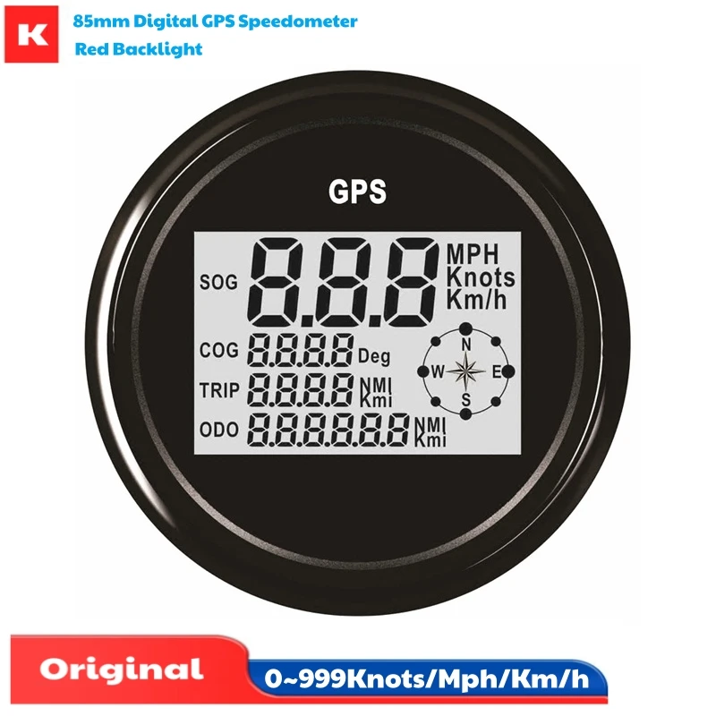 

Cars 85mm Digital GPS Speedometers Sog 0-999Km/H Mph Knots Show Speed Indicators Cog 0-360° Odometers Trip Meters with Antenna