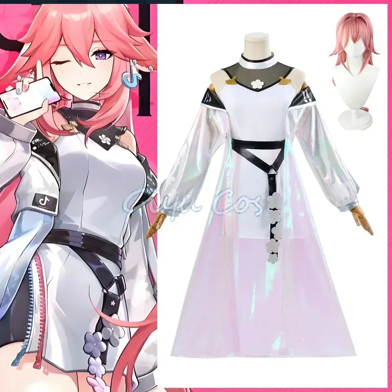 

Genshin Impact Yae Miko Cosplay Costume Wig Adult Carnival Anime Halloween Party Costumes Masquerade Men Uniform Game