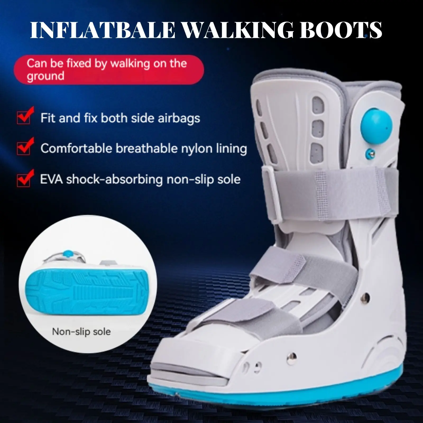 1 Pcs Air Cam Walker Boot Medical Short Orthopedic Walking Boot Foot Brace for Foot or Ankle Injuries, Fractures and Sprains