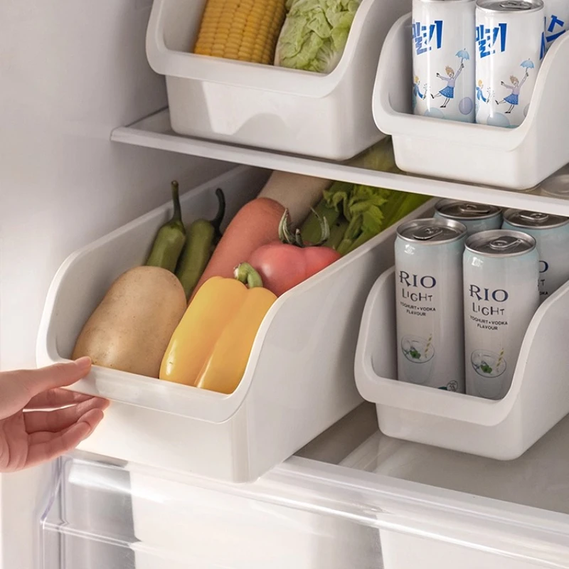

Premium Refrigerator Storage Box, Plastic Freshness Keeper for Fruits and Vegetables, Divided Kitchen Organizer