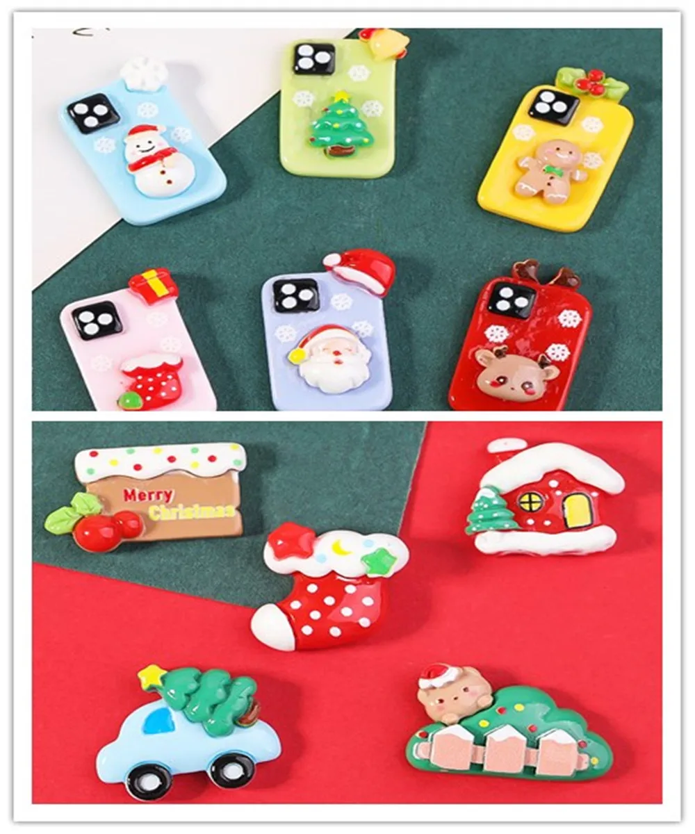 

Конфеты Kawaii, мультяшная рождественская серия, кабошон из смолы с плоской задней частью, новогодний подарок, украшения, поделки, аксессуары для скрапбукинга «сделай сам»