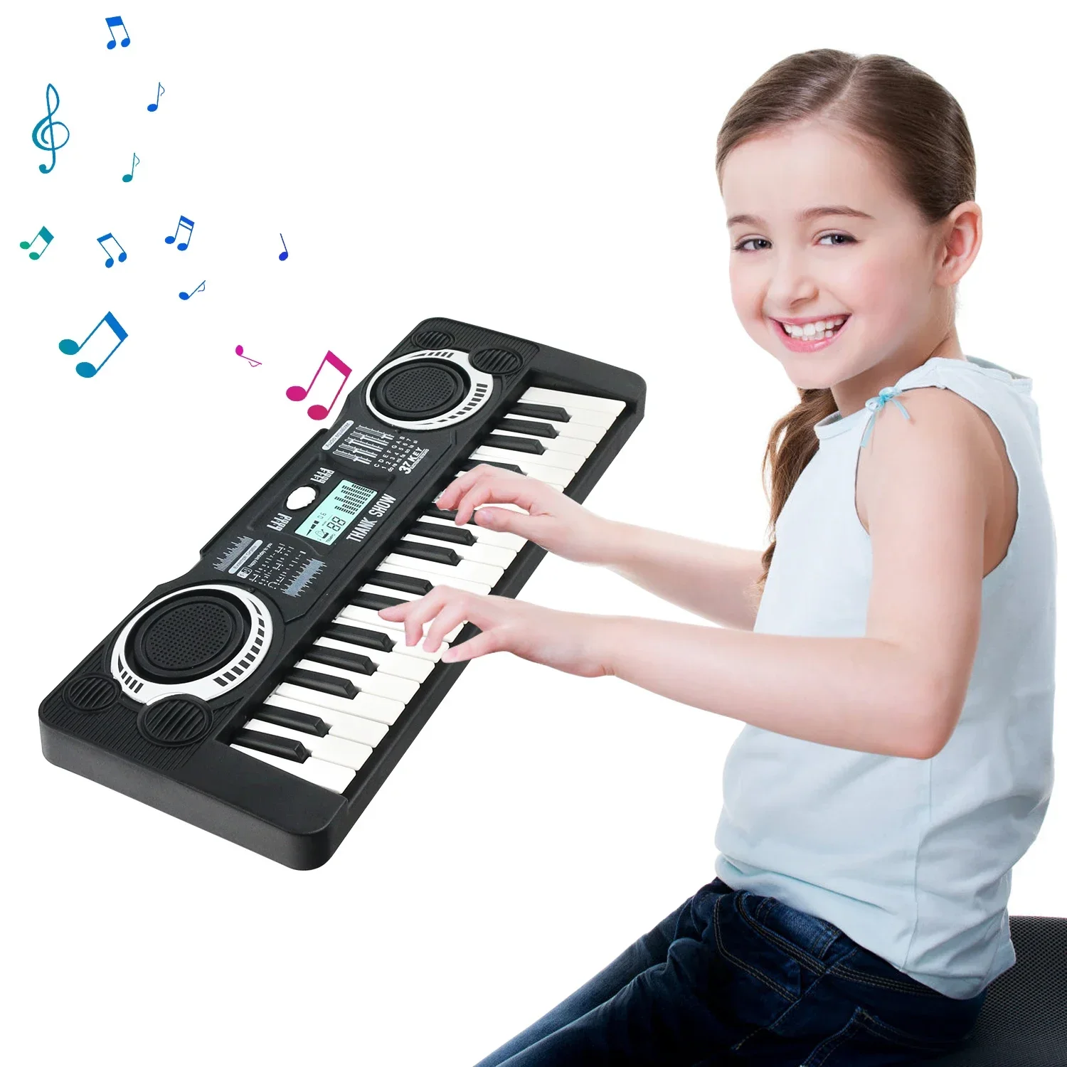 Portable 37 key numeric keyboard, LED display screen, digital electronic piano, children's musical instrument, puzzle toy