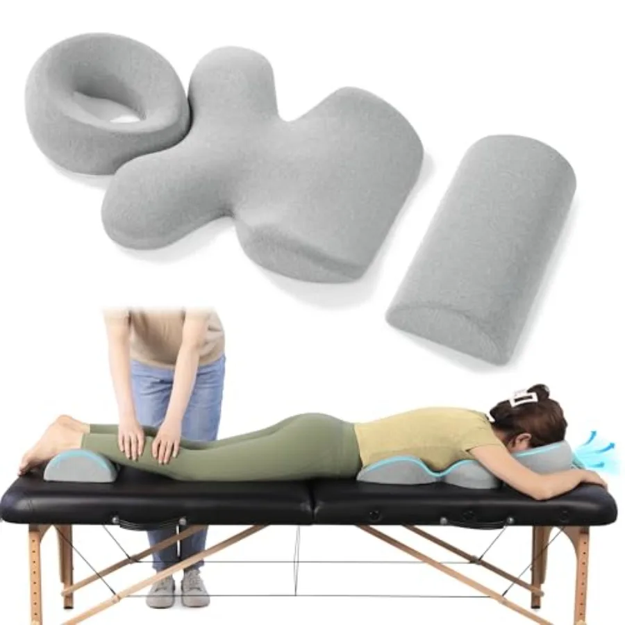 

Massage Face Down Pillow and Breast Pillow Set, Breathable Massage Headrest for Bed with Memory Foam Support, Women's Massage B