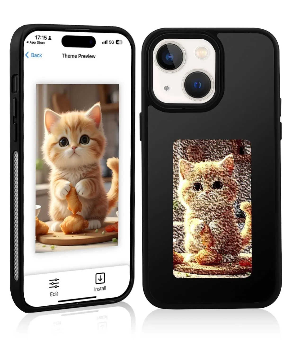 Ink Screen Smart Phone Case Compatible with iPhone 15/14/13, DIY Images NFC Transmission, Long-Lasting Display