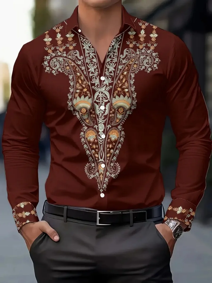 3D Print Men's Shirts Business Casual Long-sleeved shirt Fashion Loose Cardigan Lapel Tops  Autumn Comfortable y2k Clothes Top