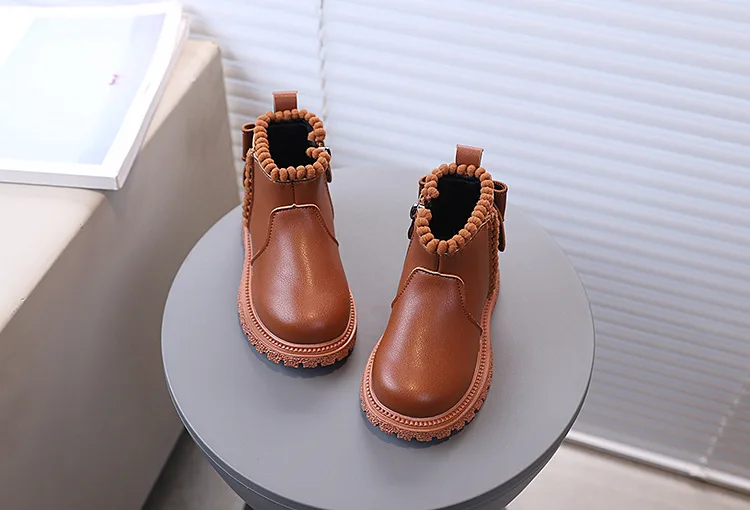 Herbst Mädchen Stiefeletten mit Rückenschleife Kinder Kurzstiefel Weiche Sohle 2026 Neue Mädchen Prinzessinnen-Lederstiefel mit Seitenreißverschluss – Detail 6