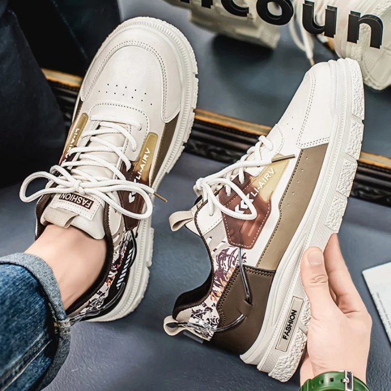 

Men's Outdoor Climbing Shoes Spring 2025 Anti-Slip Sports Casual Workwear Board Shoes Trendy round Toe Lace-Up PU Leather