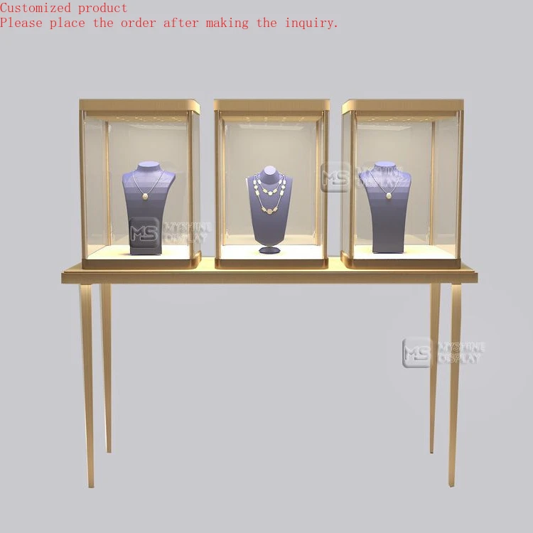 

Custom.High End Luxury Custom Stainless Steel Jewelry Display Cabinet and showcase Glass Display Cabinet for Jewelry Store