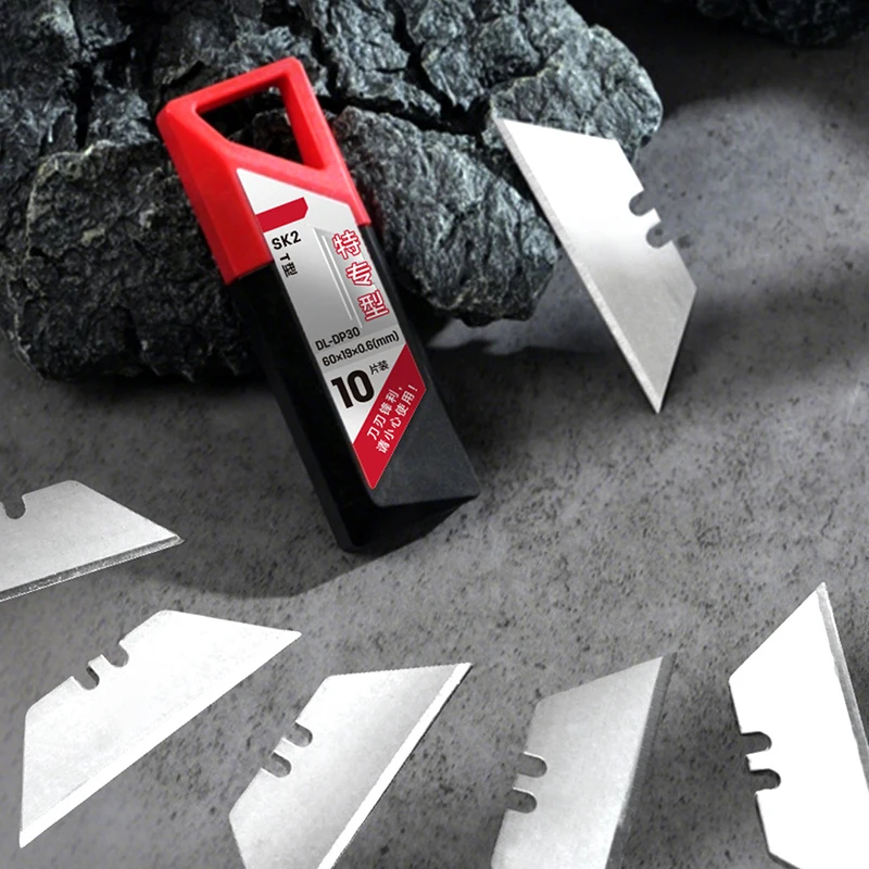 Cuchillas de cuchillo de utilidad SK4, cuchillas de corte de caja de acero con caja de plástico, cuchillas estándar para reemplazo de cuchillos de utilidad, 10 Uds.