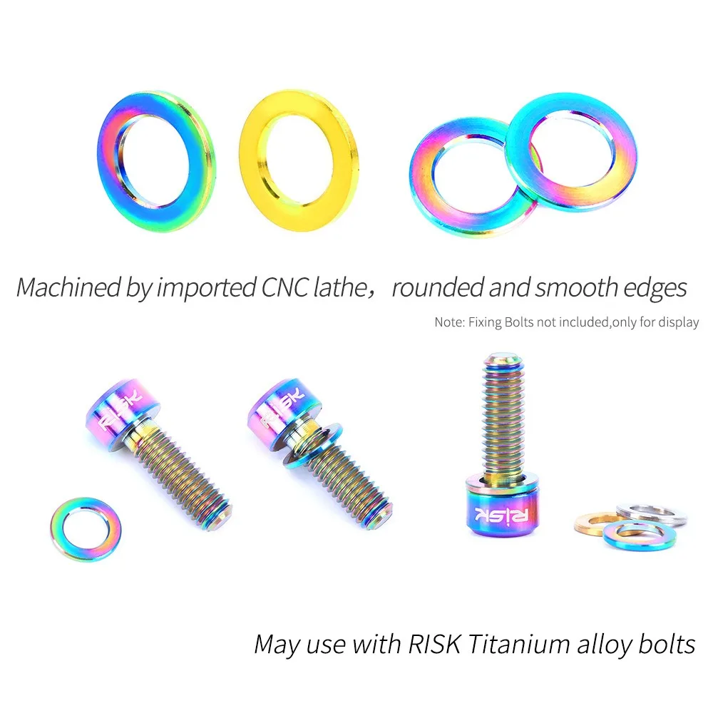 Ryzyko 10 sztuk rower M5/M6 tytanowa podkładka płaska uniwersalna rowerowa śruba uszczelka lekka 5mm 6mm do roweru szosowego i górskiego śruby Spacer