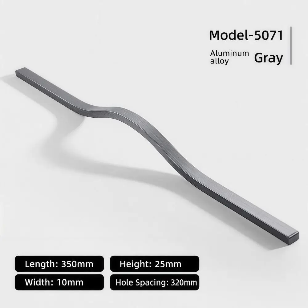 Aluminum Alloy Cabinet Pull Handle Multiple Sizes Brushed Wardrobe Door Pull Durable Sleek Curved Furniture Handle