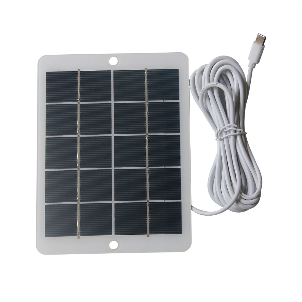 Carregador solar 5w 5v para monitoramento de segurança da câmera 3.7v-5v bateria luz painel solar carregador ao ar livre android/tipo-c/dc saída