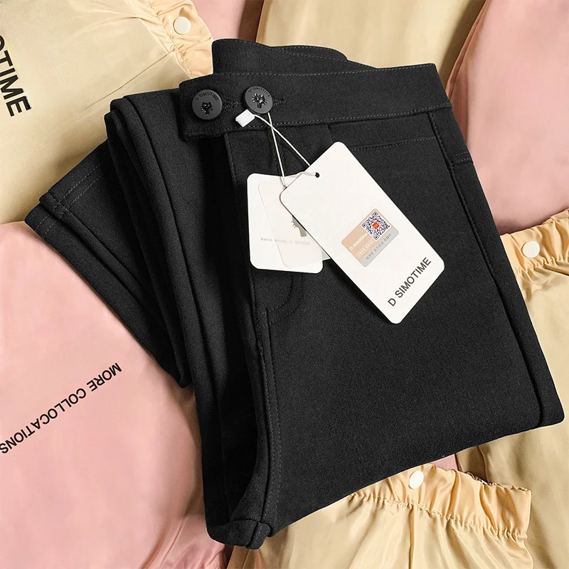 

Брюки Thiened Fce с высокой талией, укороченные, эластичные, женские, универсальные, больших размеров, базовые