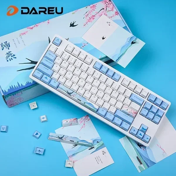A87 Spring Swallow Theme 87 Keys Compact Layout Mechanical Gaming Keyboard; Cherry MX Switch; PBT Keycaps