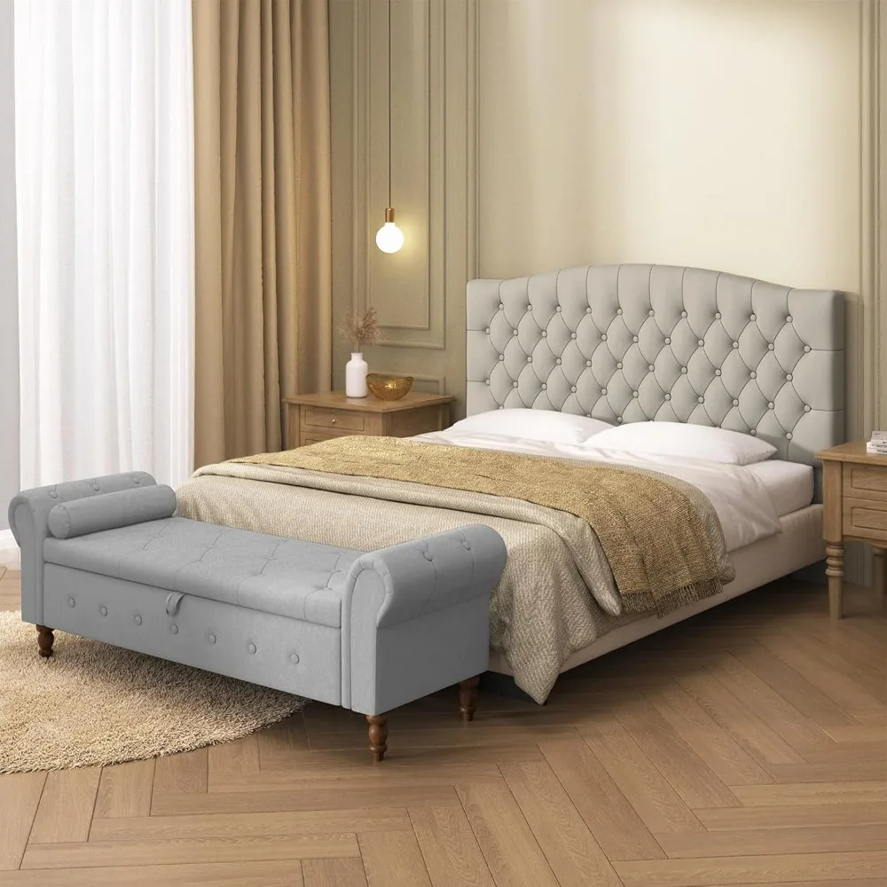 Testiera Queen/Full Size in velluto - montabile a parete, compatibile con struttura letto, imbottitura in spugna ad alta densità, comfort lussuoso, moderno