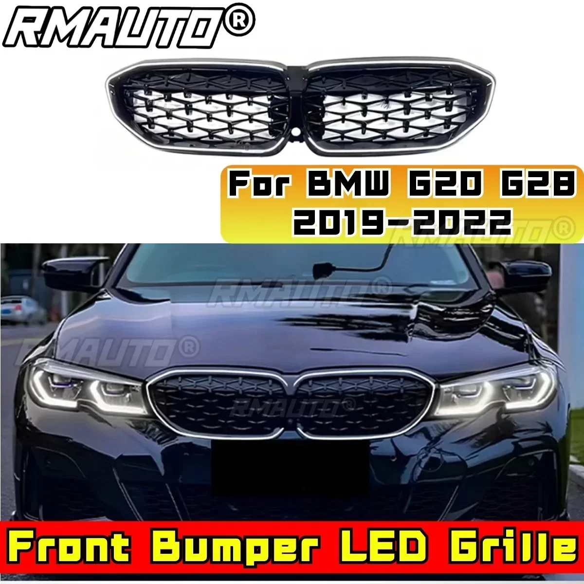 For G20 LED Grill Car Front Facelift Grill Body Kit Front Bumper LED Grille For BMW 3 Series G20 G28 2019-2022 Car Accessories