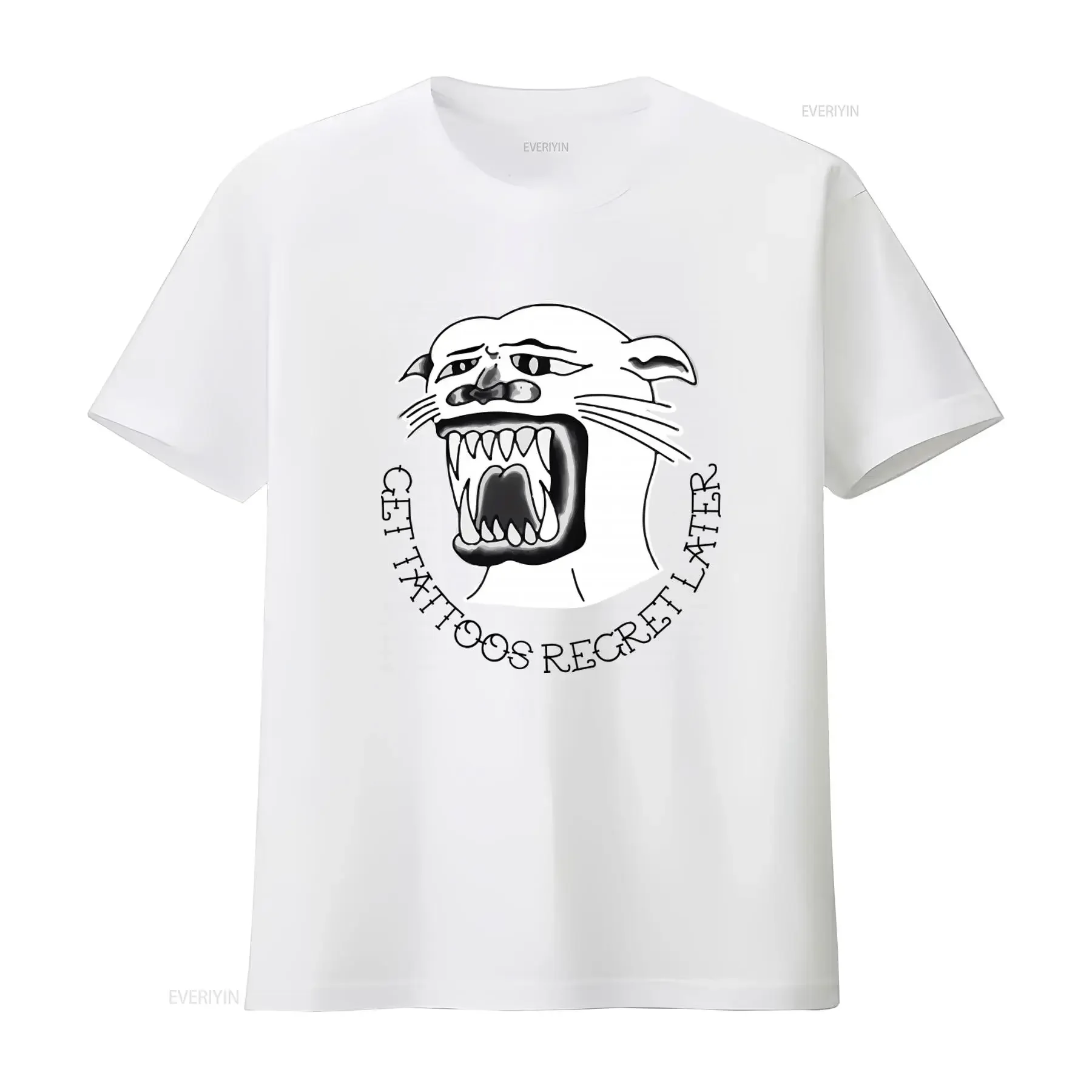 SUCKY PANTHER T Shirt with Cool Cartoon Print Get Tattoos Regret Later Design vintage Washed graphic streetwear Slightly Unisex