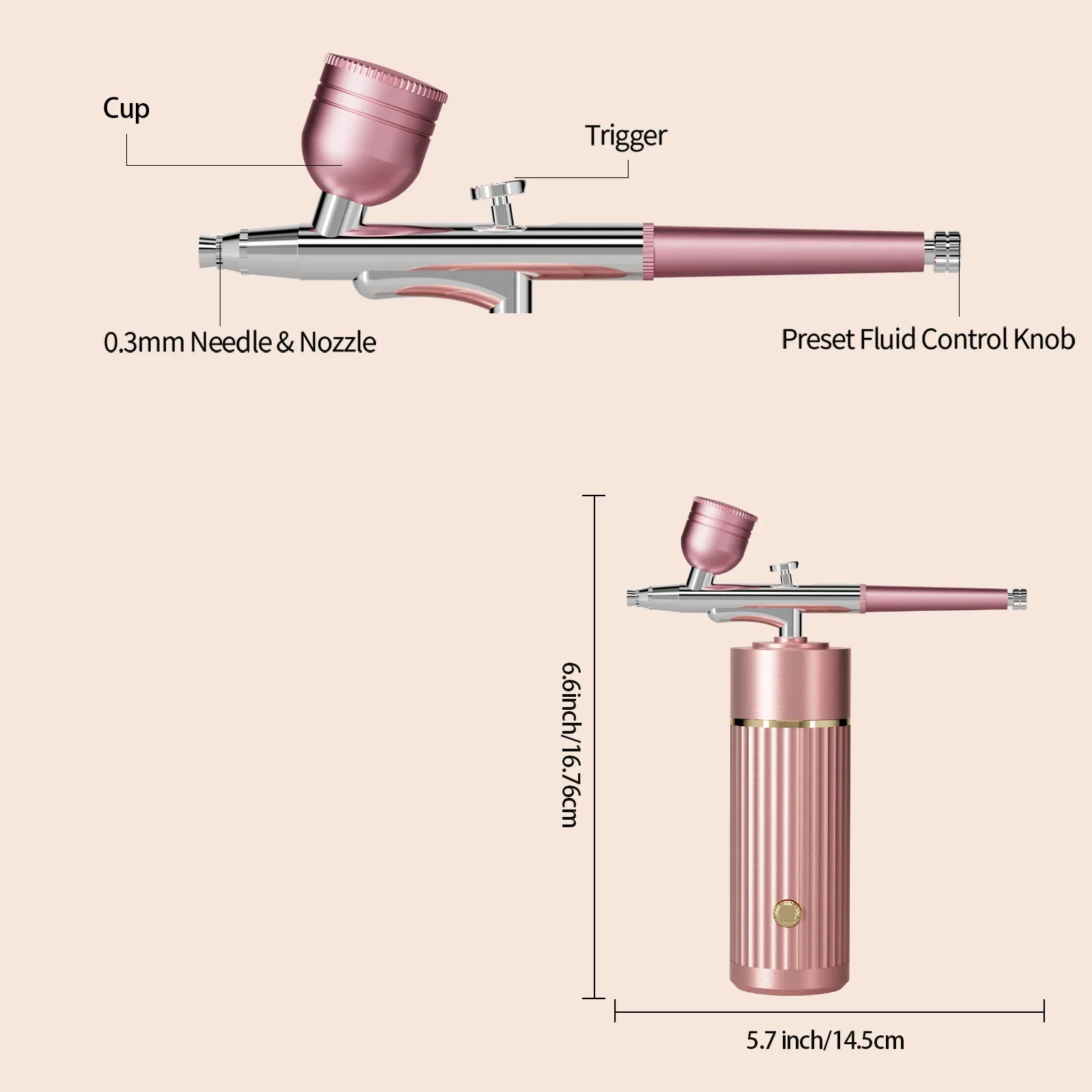Mini Cordless Airbrush Kit with USB Rechargeable Air Compressor Gun for Nail Art Cake Decorating - Includes Accessory Set