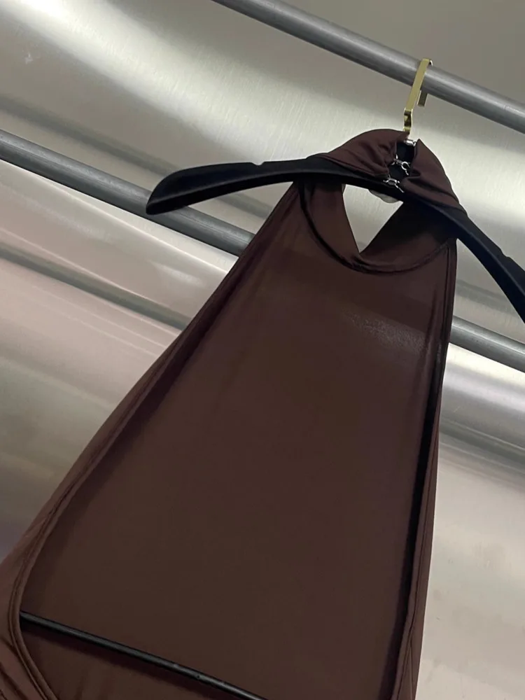 여성용 2025 디자이너 홀터 하이넥 스모크드 바디콘 패셔너블 러플드 칵테일 파티 드레스 봄 여름 이브닝 드레스