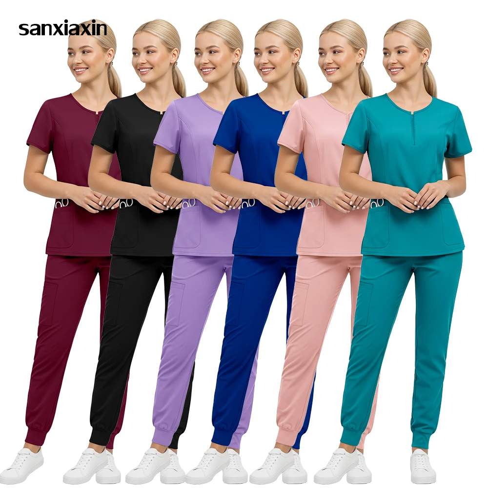 conjunto-de-esfoliantes-femininos-slim-fit-para-animais-de-estimacao-hospital-medico-uniformes-acessorios-de-enfermeira-vestidos-de-cirurgia-laboratorio-de-beleza-spa-odontologia-roupa-de-trabalho
