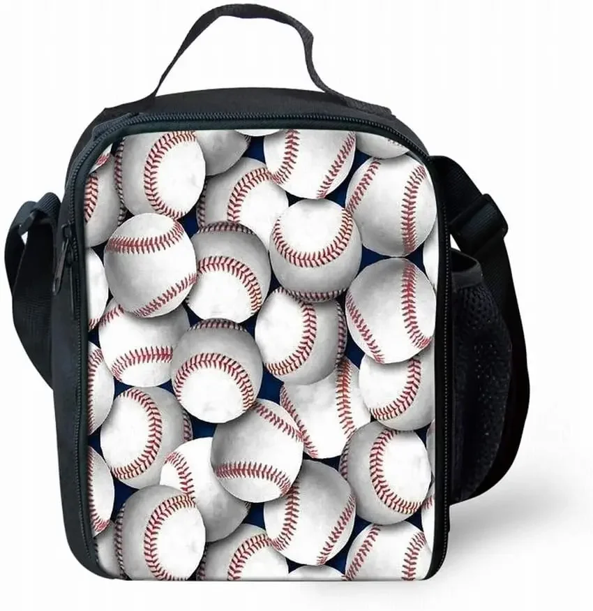 Sports Baseball Lunch Box for Boys Girls Insulated Lunch Bag for Kids Waterproof Reusable School Baseball Cooler Lunch Sacks